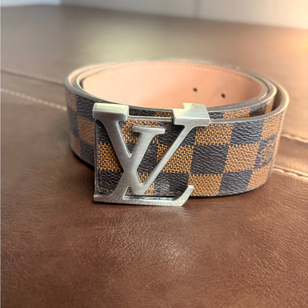 Louis Vuitton Brown Damier Ebene Canvas Belt With Silver Lv Buckle